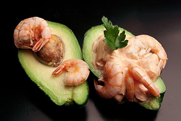 purée d'avocat aux crevettes